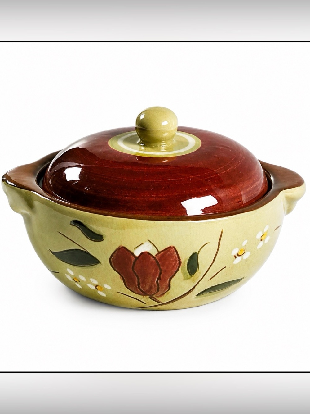 Stangl Pottery 'Magnolia' Individual Casserole & Lid Set Mid Century Modern